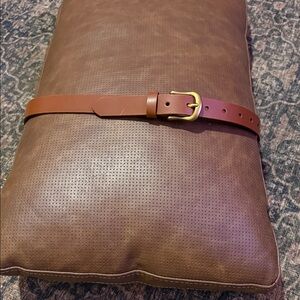 Frye Brown Leather Belt with Gold Buckle